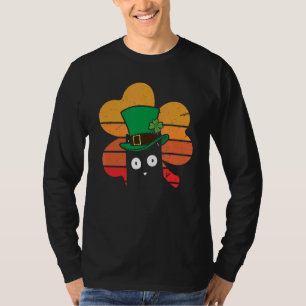 Vintage St. Patrick's Day Schwarze Katze mit Efeu- T-Shirt