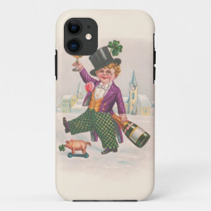 Vintage St. Patricks Day Shamrock Champagner iPhone 11 Hülle