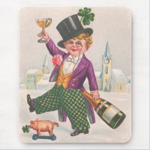 Vintage St. Patricks Day Shamrock Champagner Mousepad