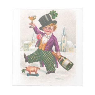 Vintage St. Patricks Day Shamrock Champagner Notizblock