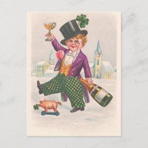 Vintage St. Patricks Day Shamrock Champagner Postkarte
