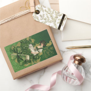 Vintage-St.-Patricks-Day-Souvenir, Irische Maid Rechteckiger Aufkleber