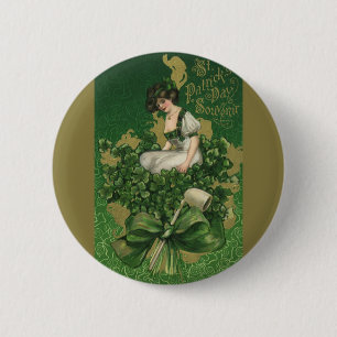 Vintage St. Patrick's Day Souvenir, Irish Lass Button