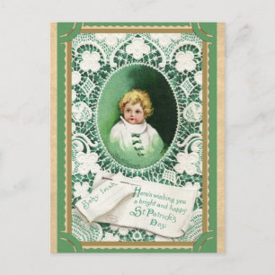 Vintage St. Patrick's Day Süßes Irisches Baby Postkarte