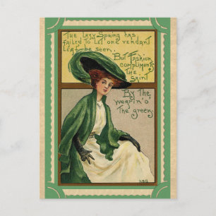 Vintage St. Patrick's Day - Tragen Sie Grün Irisch Postkarte