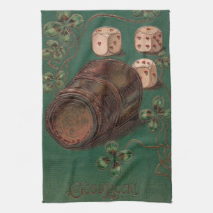 Vintage St. Patrick's Day, Viel Glück Irish Dice Geschirrtuch