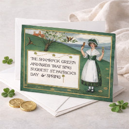 Vintage St. Patrick's Day with Irish Girl Feiertagskarte