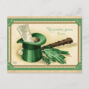 Vintage St. Patrick's Day Zylinderhut Grün Postkarte