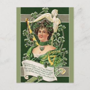 Vintage St. Patrick's Lady of Ireland Postkarte