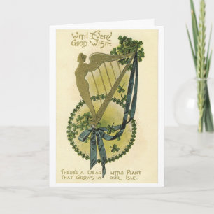 Vintage St. Pat's Day - Shamrock-Wünsche, Karte