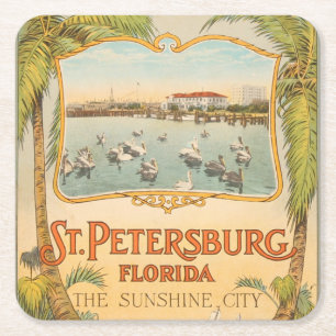 Vintage St Petersburg Florida Die Sonnenstadt Rechteckiger Pappuntersetzer