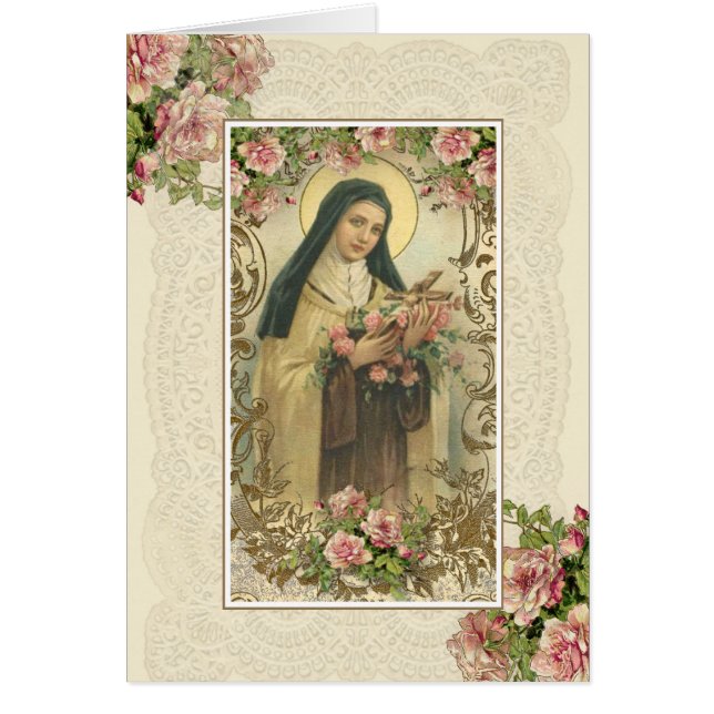 Vintage St. Therese Religious Pink Roses (Vorne)