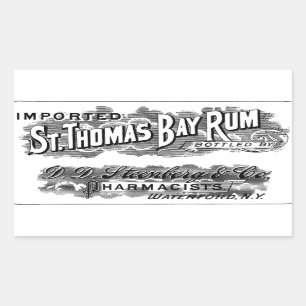 Vintage St. Thomas Bay Rum Werbelogo Etikett Rechteckiger Aufkleber