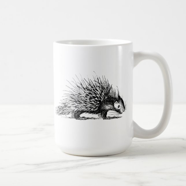 Vintage Stachelschwein-Illustration - Tasse (Rechts)