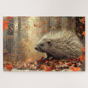 Vintage Stachelschwein in Herbstlaub 20x30 Puzzle