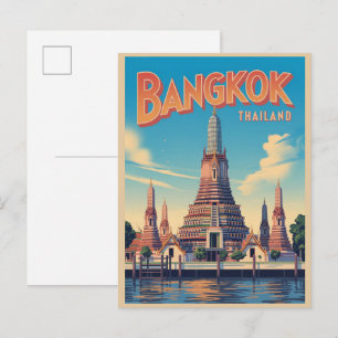 vintage Stadt Bangkok Wat Aru Thailand Reise Gesch Postkarte