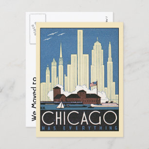 Vintage Stadt, Chicago, Illinois, Adressenänderung Ankündigungspostkarte