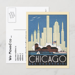 Vintage Stadt, Chicago, Illinois, Adresswechsel Ankündigungspostkarte