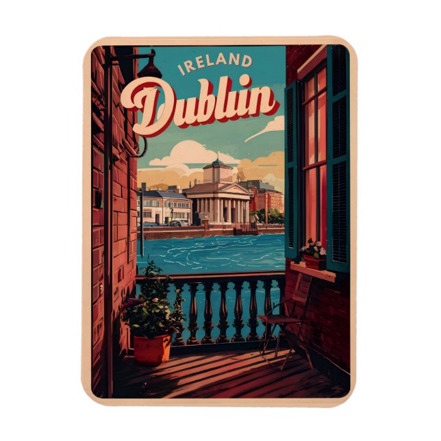 Vintage Stadt Dublin, Irland Magnet (Vertikal)