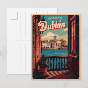 Vintage Stadt Dublin, Irland Postkarte