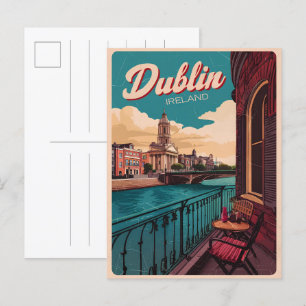 Vintage Stadt Dublin, Irland Postkarte