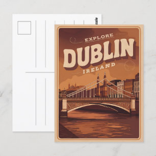 Vintage Stadt Dublin, Irland Postkarte
