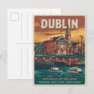 Vintage Stadt Dublin, Irland Postkarte