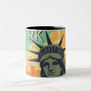 Vintage Stadt New York Zweifarbige Tasse