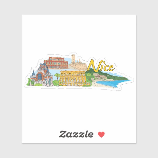Vintage Stadt Nizza Aufkleber (Blatt)