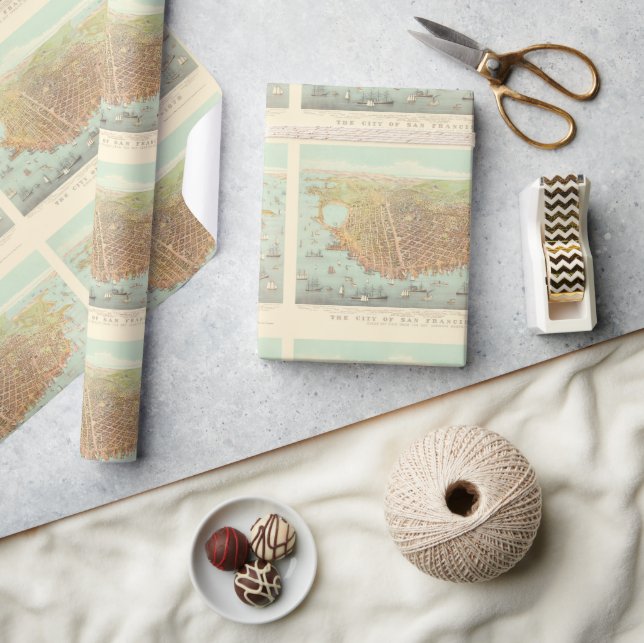 Vintage Stadt San Francisco - wiederhergestellte K Geschenkpapier (Kunsthandwerk)