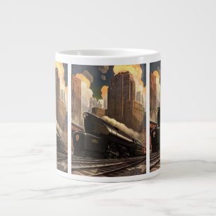 Vintage Stadt, T1 Duplex Zug auf Eisenbahnschienen Jumbo-Tasse