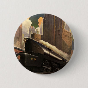 Vintage Stadt, T1 Duplex-Zug auf Eisenbahnstrecken Button