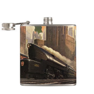 Vintage Stadt, T1 Duplex-Zug auf Eisenbahnstrecken Flachmann