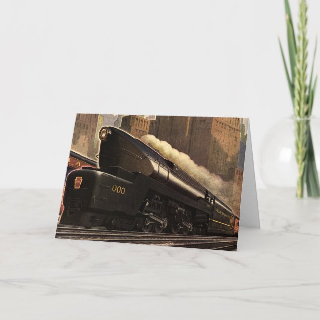 Vintage Stadt, T1 Duplex-Zug auf Eisenbahnstrecken Karte (Vorderseite)