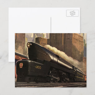 Vintage Stadt, T1 Duplex-Zug auf Eisenbahnstrecken Postkarte