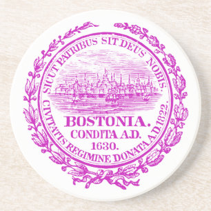 Vintage Stadt von Boston-Siegel, lila Sandstein Untersetzer