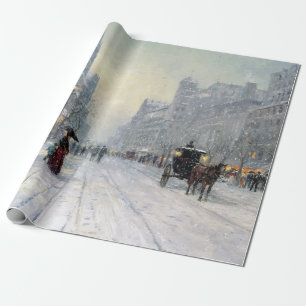 Vintage Stadt Winter Weihnachtspromenade Landschaf Geschenkpapier