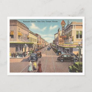 Vintage Stadt Ybor, Tampa, Geschäftsstraße Florida Postkarte
