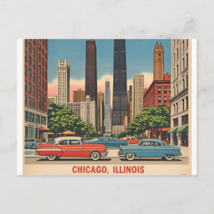 Vintage Stadtansicht Chicago Illinois Retro Reisez Postkarte