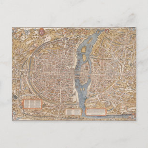 Vintage Stadtkarte von Paris, 1550 Postkarte