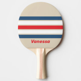 Vintage-Staffel über Streifen mit Namen Tischtennis Schläger