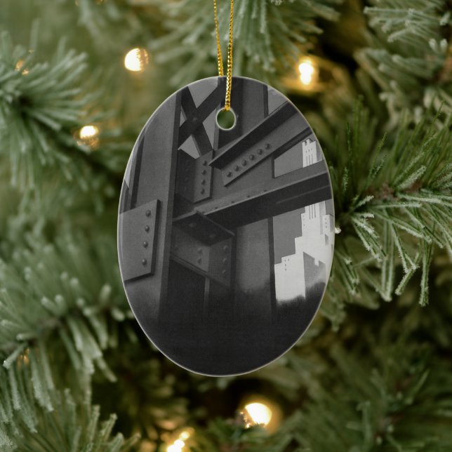 Vintage Stahlbauarchitektur Wolkenkratzer Keramikornament (Baum)