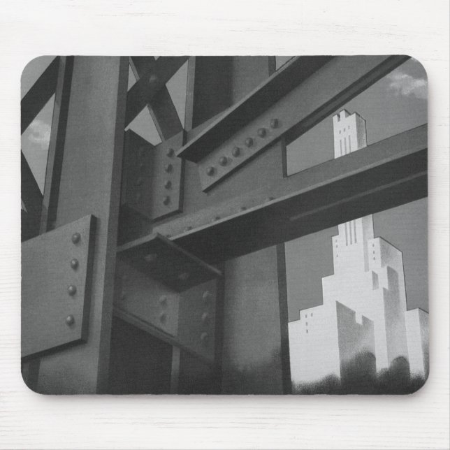 Vintage Stahlbauarchitektur Wolkenkratzer Mousepad (Vorne)