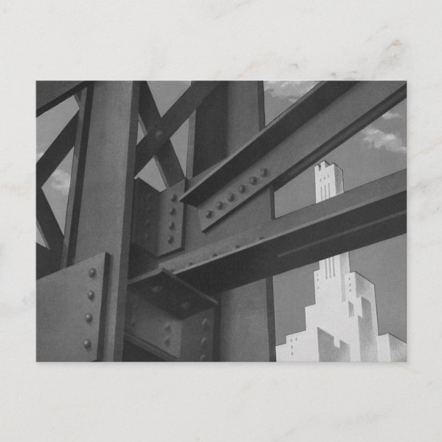 Vintage Stahlbauarchitektur Wolkenkratzer Postkarte (Vorderseite)