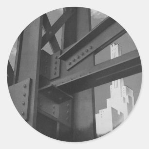 Vintage Stahlbauarchitektur Wolkenkratzer Runder Aufkleber