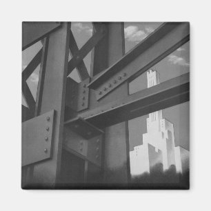 Vintage Stahlbauweise Wolkenkratzer Architektur Magnet
