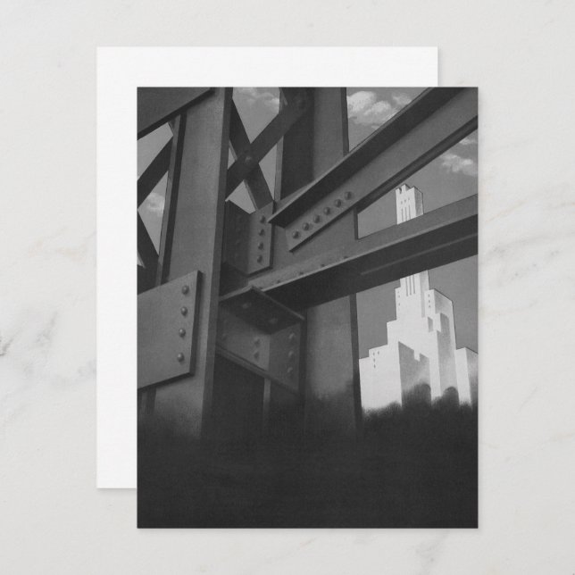 Vintage Stahlkonstruktion Wolkenkratzer Einladung (Vorne/Hinten)