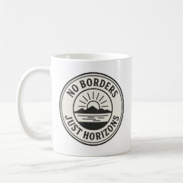 Vintage Stamp – “No Borders, Just Horizons”. Kaffeetasse