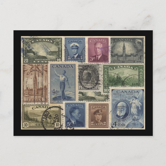 Vintage Stamps Collage Postkarte (Vorderseite)