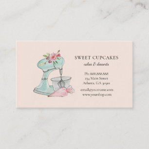 Vintage Stand Mixer rosa Bäckerei Business Card Visitenkarte